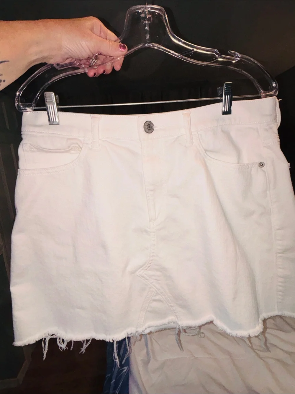 Express White Denim Frayed Hem Skirt Size 10
